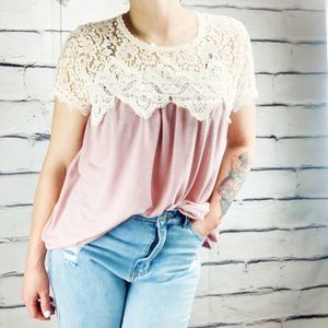 Umgee lace shoulder boho top